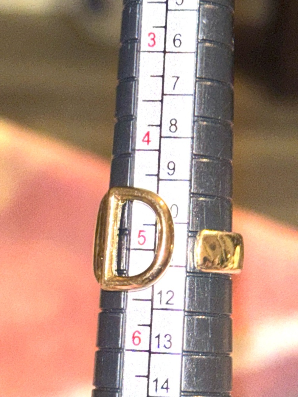 Gold Tone D-Shaped Ring